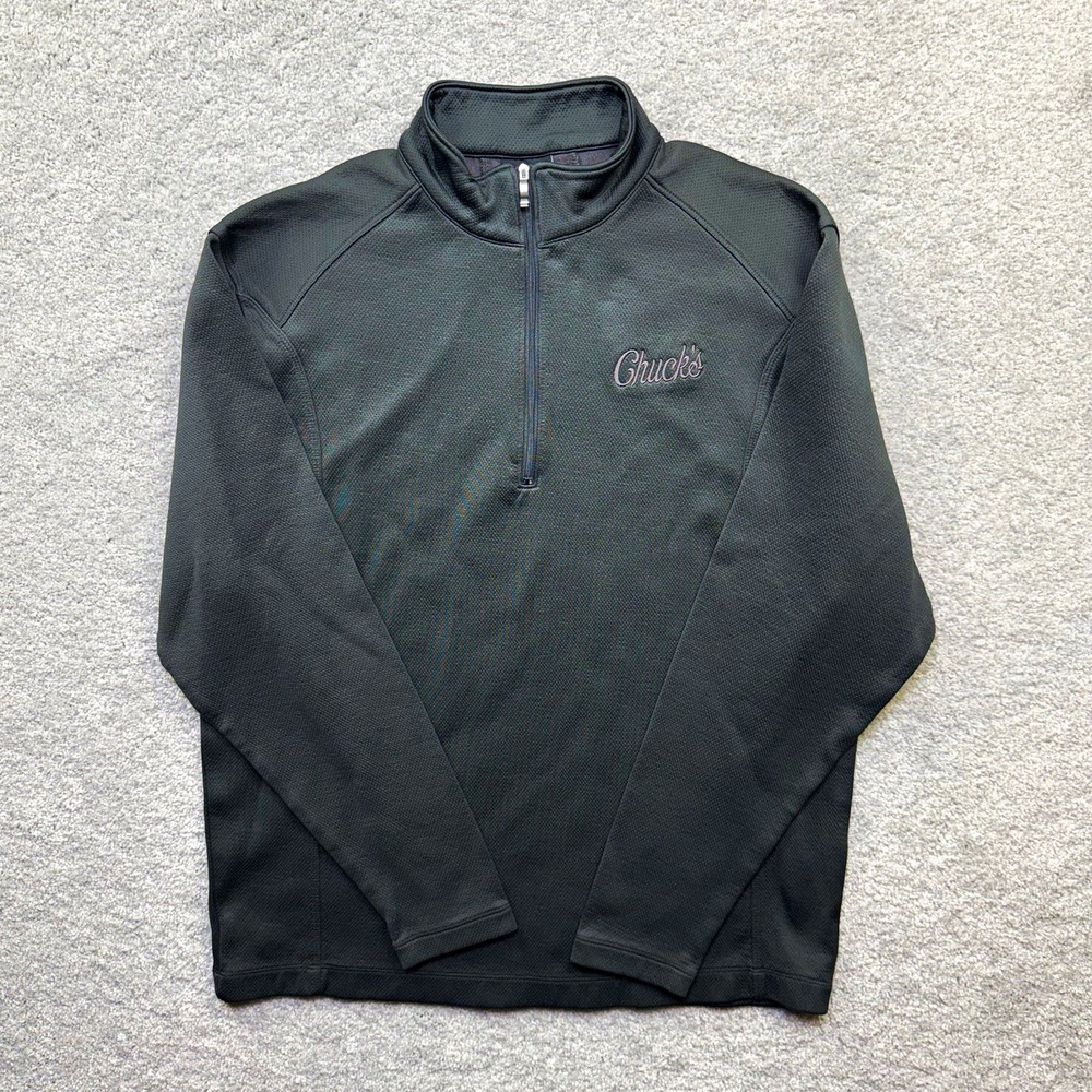Nike Golf 1/4 Zip Pullover Jacket Mens L Dark Gray Textured Chucks Embroidered
